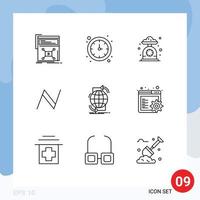 Modern Set of 9 Outlines Pictograph of connectivity cryptocurrency baking blockchain scale Editable Vector Design Elements