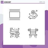 4 Creative Icons Modern Signs and Symbols of cover location thumbnails medical route Editable Vector Design Elements