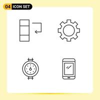 Set of 4 Modern UI Icons Symbols Signs for column pipe devices technology smart phone Editable Vector Design Elements