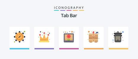 Tab Bar Flat 5 Icon Pack Including . trash. picture. dustbin. table. Creative Icons Design vector