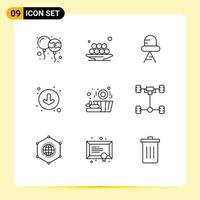 Pictogram Set of 9 Simple Outlines of basket sauna ramadan down arrows Editable Vector Design Elements