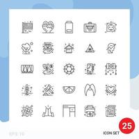 Set of 25 Modern UI Icons Symbols Signs for luggage health lunch camping status Editable Vector Design Elements