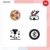 4 Creative Icons Modern Signs and Symbols of share corkscrew media snorkeling opened Editable Vector Design Elements