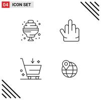 4 iconos creativos signos y símbolos modernos de cóctel e dedos comprar mapa elementos de diseño vectorial editables vector