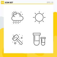 Group of 4 Modern Filledline Flat Colors Set for cloud mallet design light smash Editable Vector Design Elements