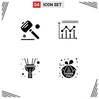 Pictogram Set of 4 Simple Solid Glyphs of saw light analytics growth note Editable Vector Design Elements