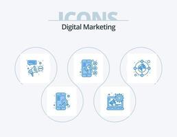 diseño de iconos del paquete de iconos azules de marketing digital 5. aumento. contacto. afiliado. trabajo en equipo. conexión vector