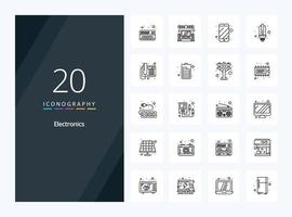 20 Electronics Outline icon for presentation vector