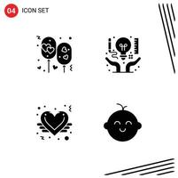 Set of 4 Commercial Solid Glyphs pack for air document party art heart Editable Vector Design Elements
