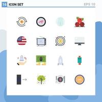 Set of 16 Modern UI Icons Symbols Signs for cash game dollar ball cranberry Editable Pack of Creative Vector Design Elements