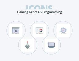 Gaming Genres And Programming Flat Icon Pack 5 Icon Design. strategy. game. developer. software. coding vector