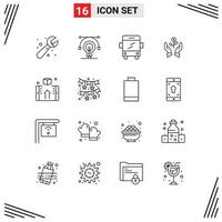 Universal Icon Symbols Group of 16 Modern Outlines of raise dollar bus growing business Editable Vector Design Elements