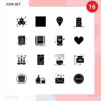 16 Thematic Vector Solid Glyphs and Editable Symbols of notebook camping antenna location compass Editable Vector Design Elements