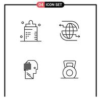 Set of 4 Modern UI Icons Symbols Signs for baby arrow fitness globe think Editable Vector Design Elements