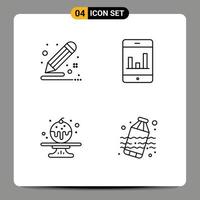 Pictogram Set of 4 Simple Filledline Flat Colors of color candy draw graph pollution Editable Vector Design Elements