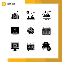 User Interface Pack of 9 Basic Solid Glyphs of office files travel drawer cabinet Editable Vector Design Elements