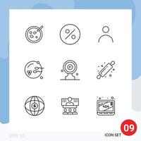 Set of 9 Commercial Outlines pack for news target focus board profile aim board reproduction Editable Vector Design Elements