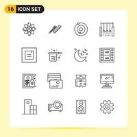 paquete de iconos de vector de stock de 16 signos de línea y símbolos para anillos regla colgante universo de gimnasia elementos de diseño de vector editables