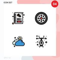 Mobile Interface Filledline Flat Color Set of 4 Pictograms of business cloudy shop holiday sun Editable Vector Design Elements