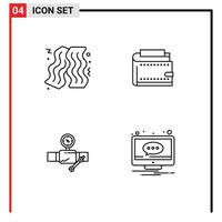 Universal Icon Symbols Group of 4 Modern Filledline Flat Colors of bacon pipe wallet money construction Editable Vector Design Elements