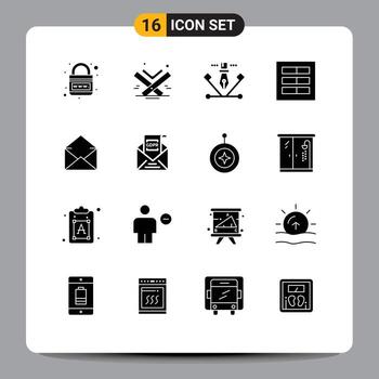 paquete de línea vectorial editable de 16 glifos sólidos simples de elementos de diseño vectorial editables de ilustración de diseño islam de cuadrícula de interfaz de usuario vector