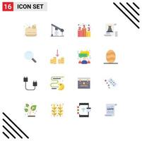 Flat Color Pack of 16 Universal Symbols of soap rank construction gass document Editable Pack of Creative Vector Design Elements