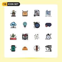 16 User Interface Flat Color Filled Line Pack of modern Signs and Symbols of data cloud security share printer Editable Creative Vector Design Elements