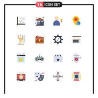 Mobile Interface Flat Color Set of 16 Pictograms of graph expenses analytics bills achievement Editable Pack of Creative Vector Design Elements