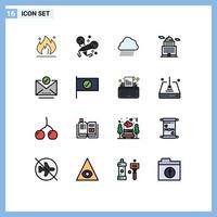 Set of 16 Modern UI Icons Symbols Signs for email museum sky rain government administration Editable Creative Vector Design Elements