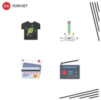 Group of 4 Modern Flat Icons Set for earth day draw energy design credit card Editable Vector Design Elements