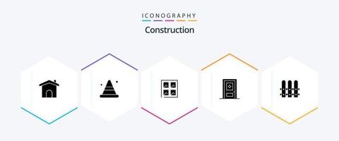 paquete de iconos de 25 glifos de construcción que incluye la casa. construcción. ventana. puerta. construir vector