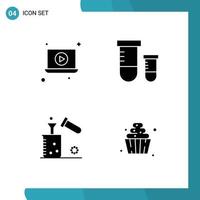 Mobile Interface Solid Glyph Set of Pictograms of laptop chemistry potion space test Editable Vector Design Elements