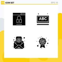 Pictogram Set of 4 Simple Solid Glyphs of engine bug search learning email virus Editable Vector Design Elements