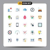 Modern Set of 25 Flat Colors and symbols such as automobile time drawing interface data Editable Vector Design Elements