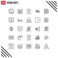 25 Universal Lines Set for Web and Mobile Applications annual report construction shop top roof Editable Vector Design Elements