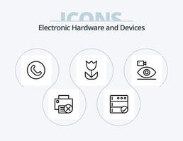 paquete de iconos de línea de dispositivos 5 diseño de iconos. llamada. base de datos. medios de comunicación. respaldo. artilugio vector