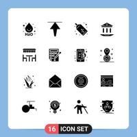 Set of 16 Modern UI Icons Symbols Signs for spring dinner tag resturant web Editable Vector Design Elements