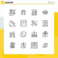 Outline Pack of 16 Universal Symbols of leadership executive coffee ceo team Editable Vector Design Elements