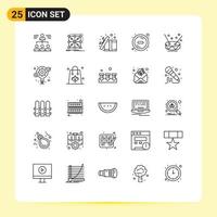 25 iconos creativos, signos y símbolos modernos de eliminar, eliminar, agrupar, sorpresa, abrir elementos de diseño vectorial editables vector