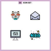 4 Creative Icons Modern Signs and Symbols of team message hierarchy structure graphy Editable Vector Design Elements