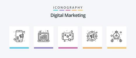 paquete de iconos de la línea 5 de marketing digital que incluye el dispositivo. análisis. móvil. publicidad. diseño de iconos creativos vector