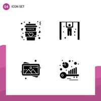 User Interface Pack of 4 Basic Solid Glyphs of coffee frame long gymnast photo Editable Vector Design Elements