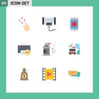 9 Flat Color concept for Websites Mobile and Apps printer gadget shopping devices mobile application Editable Vector Design Elements