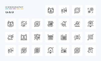 paquete de iconos de línea 25 ux y ui vector