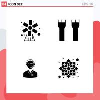 4 Universal Solid Glyph Signs Symbols of agriculture medieval nature castle building business Editable Vector Design Elements