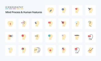 25 Mind Process And Human Features Flat color icon pack vector