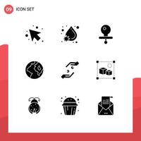 Set of 9 Modern UI Icons Symbols Signs for shahada hands dummy faith worldwide Editable Vector Design Elements