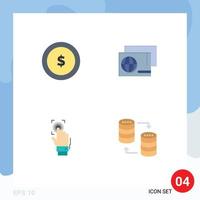 Modern Set of 4 Flat Icons Pictograph of business identity finance passport scan Editable Vector Design Elements