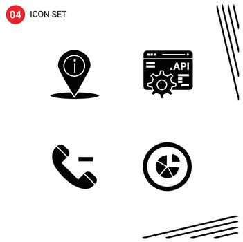 Stock Vector Icon Pack of 4 Line Signs and Symbols for location delete info application programme interface chart Editable Vector Design Elements