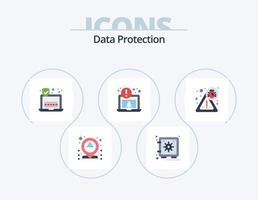 paquete de iconos planos de protección de datos 5 diseño de iconos. . virus. seguridad. seguridad. seguridad vector